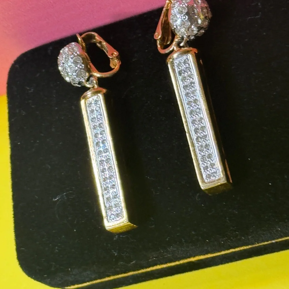 Valentino Black and Gold Crystal Earrings - Picture 14 of 15